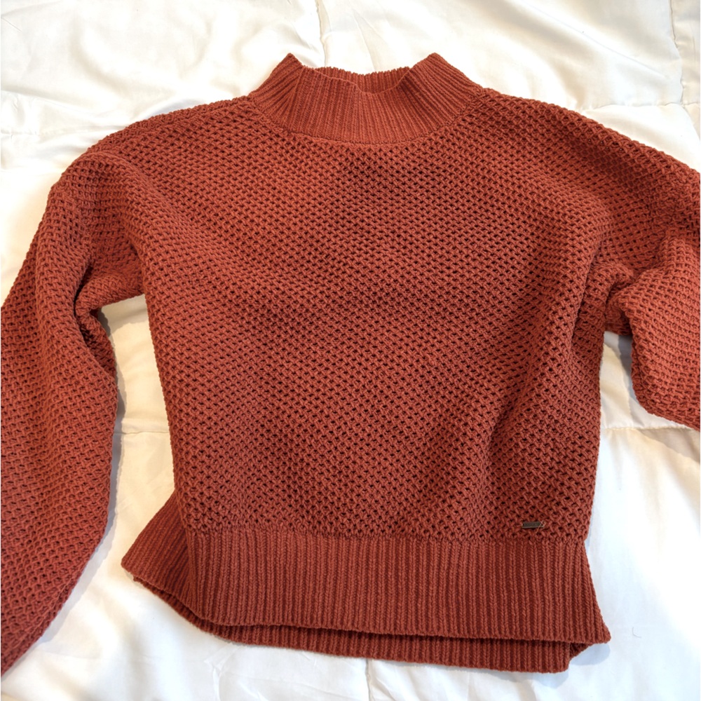 hollister deep orange knit sweater
